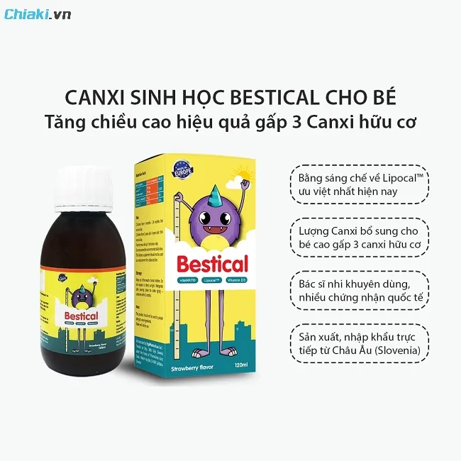Canxi sinh học Bestical d&ugrave;ng được cho trẻ từ 4 th&aacute;ng tuổi