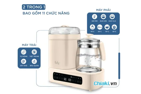 M&aacute;y đun nước pha sữa tiệt tr&ugrave;ng đa năng Fatzbaby Multimax 8 FB9022BK