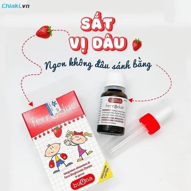 Sắt Buona Ferrodue cho b&eacute; sinh non dạng siro vị d&acirc;u dễ uống