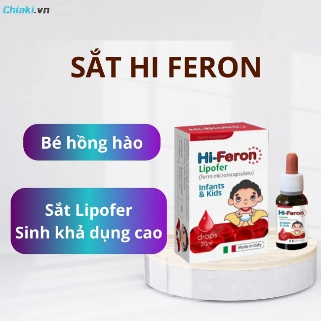 Sắt hữu cơ cho trẻ sơ sinh Lipofer Hi-Feron hỗ trợ tạo m&aacute;u v&agrave; ph&aacute;t triển thần kinh