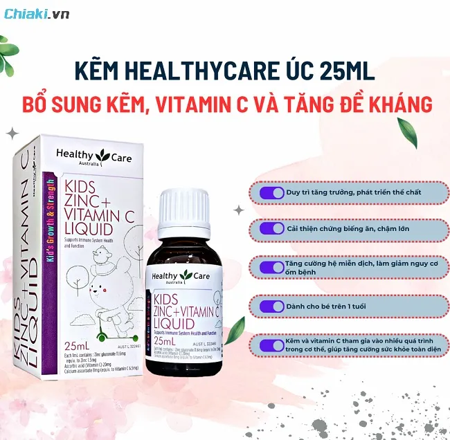 Siro Healthy Care Kids Zinc + Vitamin C Liquid&nbsp;hỗ trợ tăng đề kh&aacute;ng