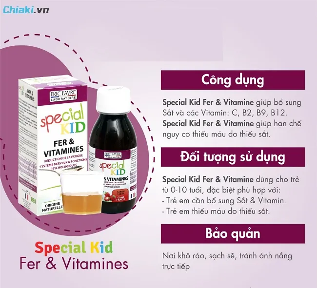 Siro sắt hữu cơ cho b&eacute; Special Kid Fer & Vitamines vị d&acirc;u dễ uống