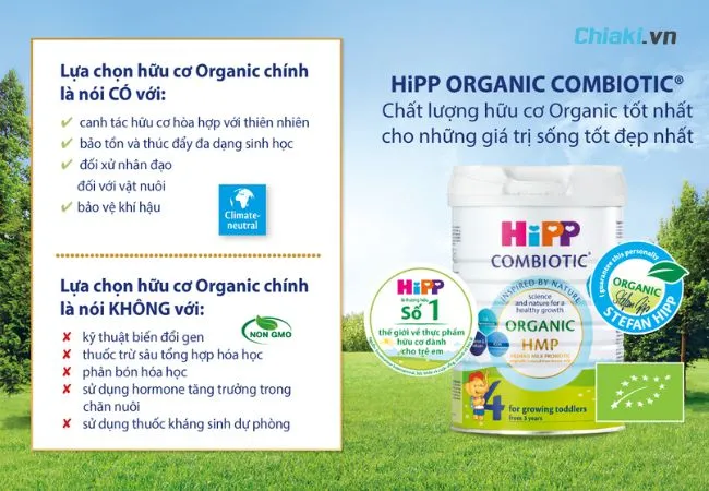 C&aacute;c sản phẩm của thương hiệu HiPP nổi bật với chứng nhận hữu cơ (Organic) của Li&ecirc;n minh Ch&acirc;u &Acirc;u (EU)