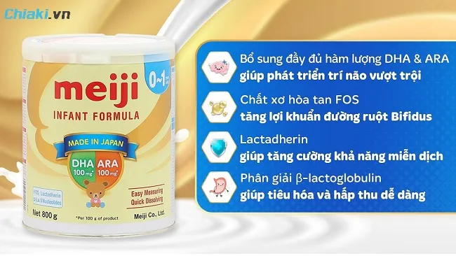 Hương vị thanh m&aacute;t, vị sữa Meiji gần giống với sữa mẹ