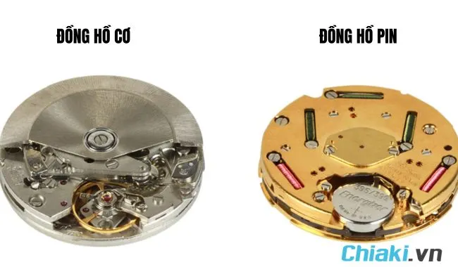 sự kh&aacute;c nhau giữa đồng hồ cơ v&agrave; pin