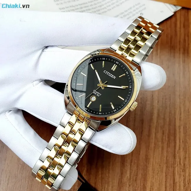 Đồng hồ nam Citizen BI5094-59E sở hữu d&acirc;y đeo demi v&agrave;ng sang trọng