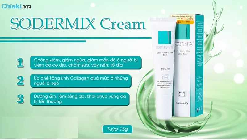 Kem b&ocirc;i vi&ecirc;m da cơ địa Sodermix cơ chế t&aacute;c động sinh học n&ecirc;n c&oacute; thể sử dụng l&acirc;u d&agrave;i m&agrave; kh&ocirc;ng g&acirc;y mỏng da