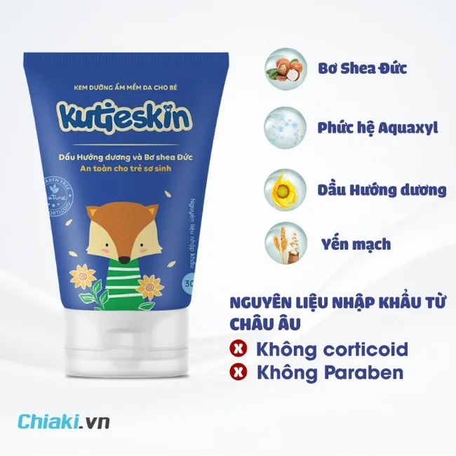 Kem dưỡng ẩm cho trẻ sơ sinh Kutieskin an to&agrave;n được mẹ bỉm Việt tin d&ugrave;ng 