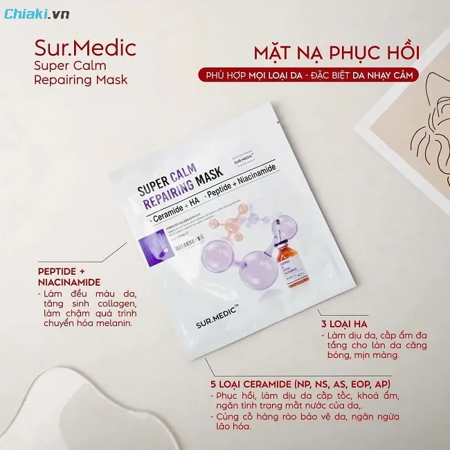 Mặt nạ Sur.Medic Super Calm Repairing Mask phục hồi hư tổn v&agrave; tăng cường đề kh&aacute;ng cho da