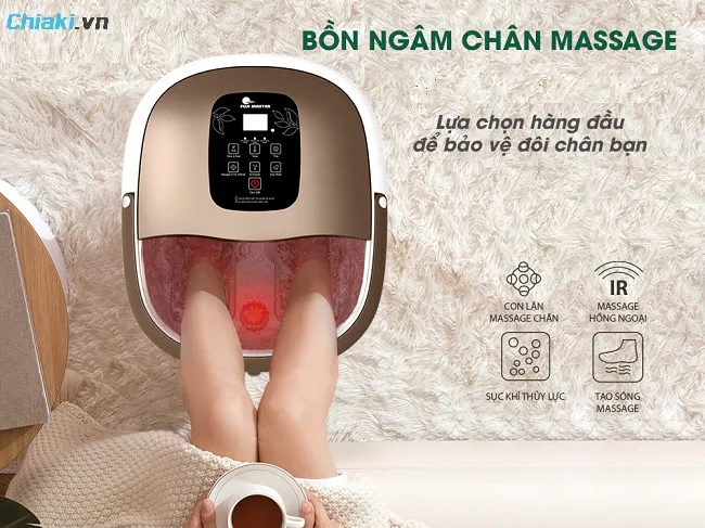 Một chiếc bồn ng&acirc;m ch&acirc;n massage kết hợp đ&egrave;n hồng ngoại ch&iacute;nh l&agrave; giải ph&aacute;p Spa tại nh&agrave; cho mẹ