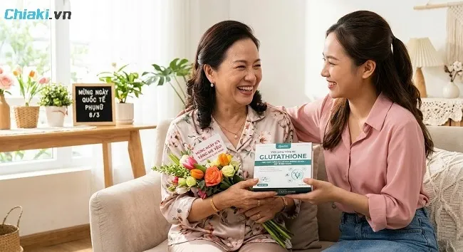 Vi&ecirc;n uống trắng da Glutathione gi&uacute;p mẹ cải thiện t&ocirc;ng da to&agrave;n th&acirc;n