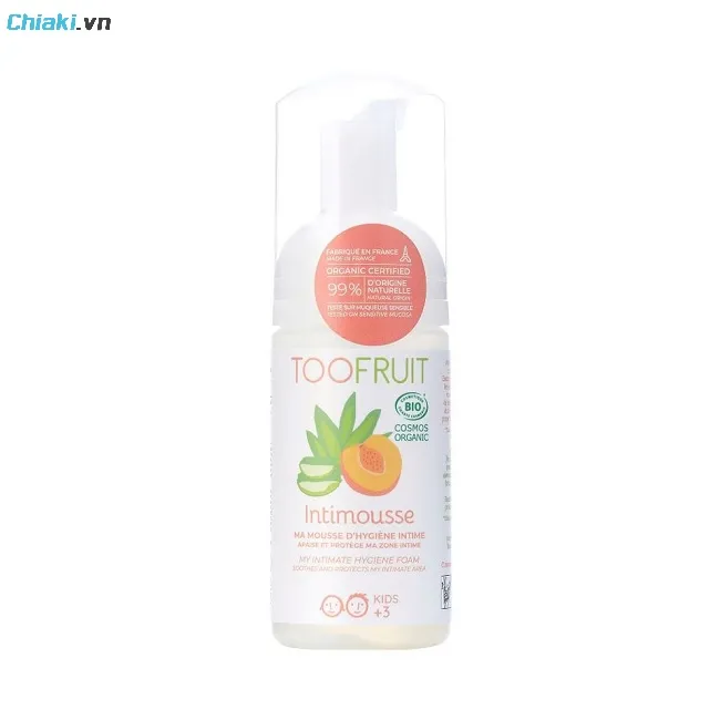 Dung dịch vệ sinh cho b&eacute; g&aacute;i 3 tuổi Toofruit hương đ&agrave;o thơm m&aacute;t như một vi&ecirc;n kẹo