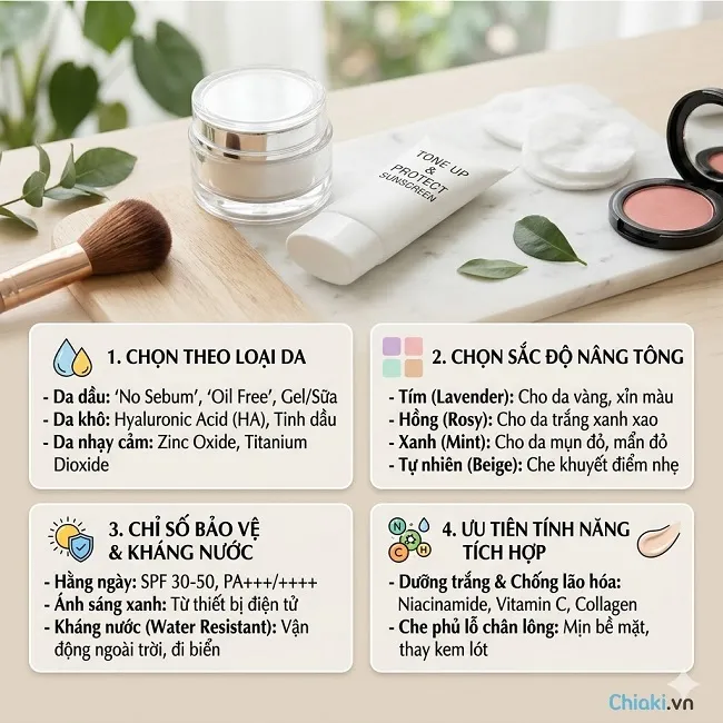 C&aacute;ch chọn kem chống nắng trang điểm ph&ugrave; hợp với nhu cầu