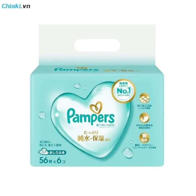 Khăn giấy ướt kh&ocirc;ng m&ugrave;i cho trẻ sơ sinh Pampers Pure l&agrave;m sạch nhẹ nh&agrave;ng m&agrave; vẫn duy tr&igrave; độ mềm mại cho da b&eacute;