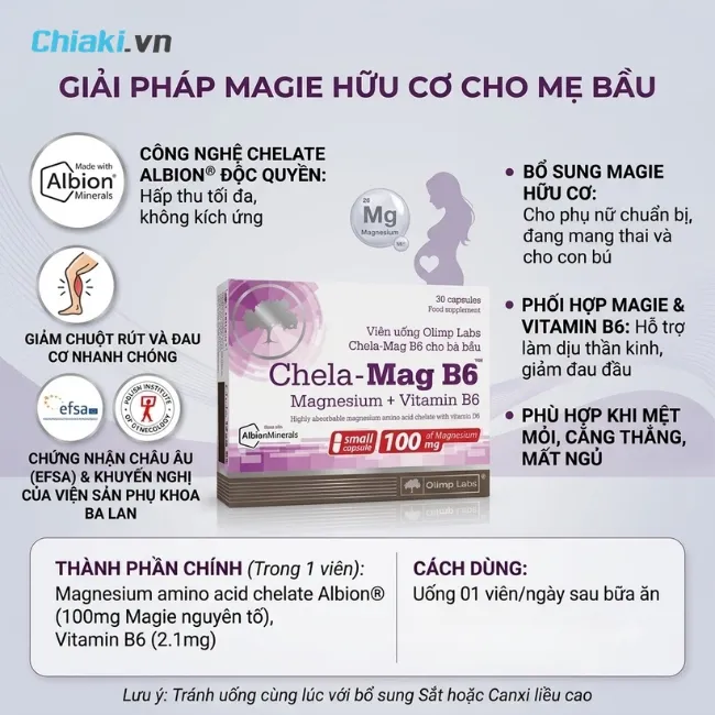  Vi&ecirc;n uống Olimp Labs Chela-Mag B6 cho b&agrave; bầu giảm chuột r&uacute;t, đau cơ v&ocirc; c&ugrave;ng nhanh ch&oacute;ng