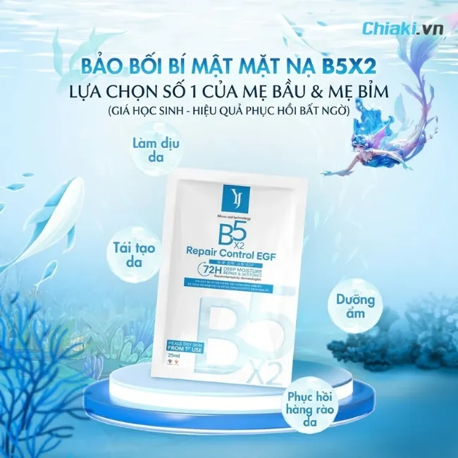 Mặt nạ cho b&agrave; bầu Yuejin B5 Repair Control EGF Mask l&agrave;m dịu da, phục hồi h&agrave;ng r&agrave;o bảo vệ da khỏi bị suy yếu