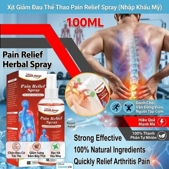 Xịt hỗ trợ giảm đau của Mỹ Pain Relief Spray l&agrave;m dịu cơn đau cấp t&iacute;nh, tạo cảm gi&aacute;c ấm n&oacute;ng gi&uacute;p thư gi&atilde;n cơ