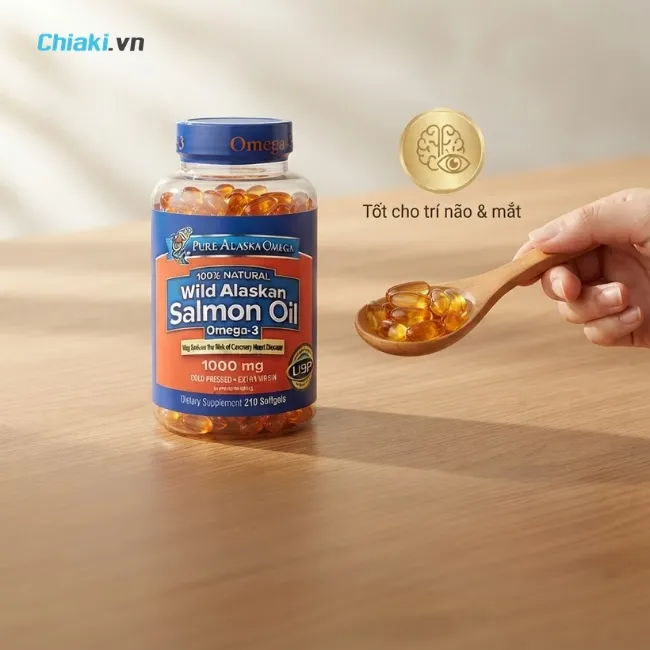 Dầu c&aacute; hồi Omega 3 Salmon Oil 1000mg của Mỹ hạ mỡ m&aacute;u v&agrave; ổn định huyết &aacute;p