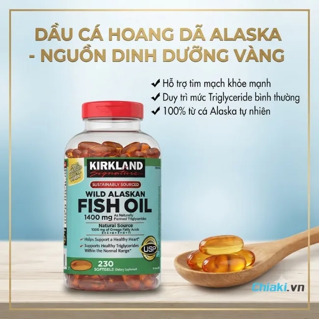 Vi&ecirc;n uống dầu c&aacute; hồi Kirkland Fish Oil Alaskan Mỹ kh&aacute;ng vi&ecirc;m tự nhi&ecirc;n, giảm đau nhức xương khớp ở người trung ni&ecirc;n v&agrave; cao tuổi