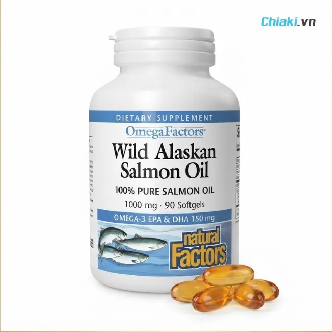 Vi&ecirc;n uống dầu c&aacute; hồi Omega-3 Wild Alaskan Salmon Oil Natural Factors giảm vi&ecirc;m khớp, tăng sự linh hoạt cho c&aacute;c khớp xương khi vận động