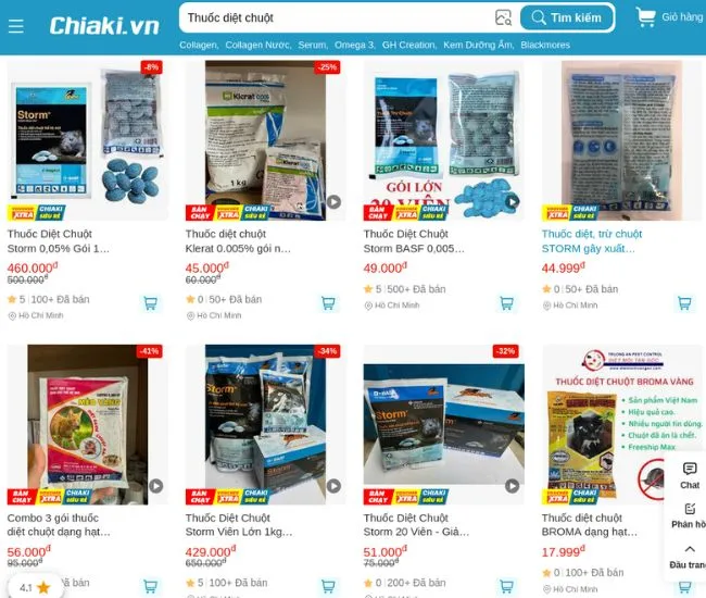 Mua thuốc diệt chuột tại s&agrave;n thương mại điện tử Chiaki