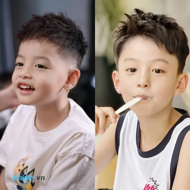 B&eacute; trai cắt kiểu Mohican ngắn, dải t&oacute;c giữa d&agrave;i hơn hai b&ecirc;n