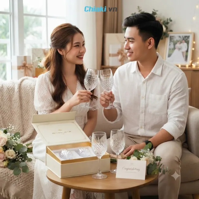 Bộ ly thủy tinh đẹp mắt l&agrave; m&oacute;n qu&agrave; đơn giản nhưng dễ sử dụng trong gia đ&igrave;nh