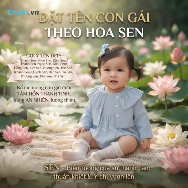 T&ecirc;n b&eacute; g&aacute;i theo Hoa Sen an nhi&ecirc;n, thanh tịnh