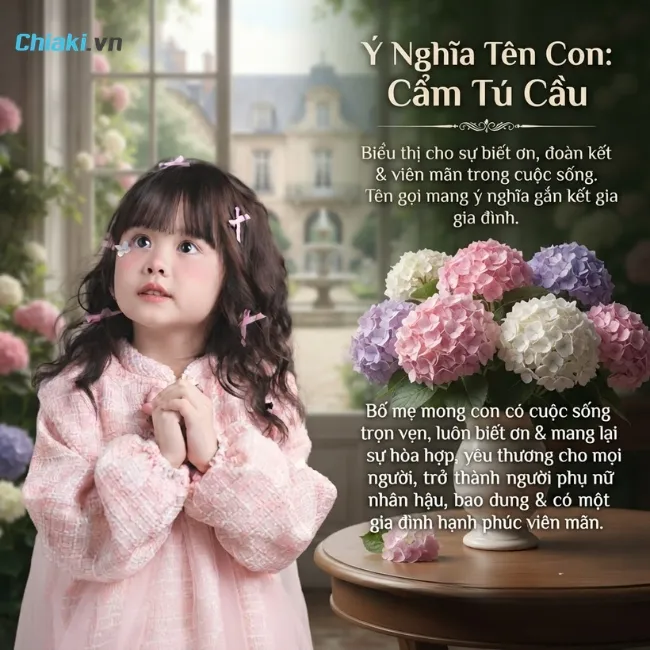 T&ecirc;n con g&aacute;i theo hoa Cẩm T&uacute; Cầu mong con nh&acirc;n hậu, bao dung, vi&ecirc;n m&atilde;n