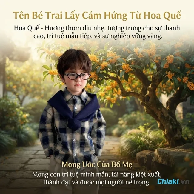 T&ecirc;n b&eacute; trai lấy cảm hứng từ hoa Quế mong con vững v&agrave;ng, tr&iacute; tuệ, thanh cao