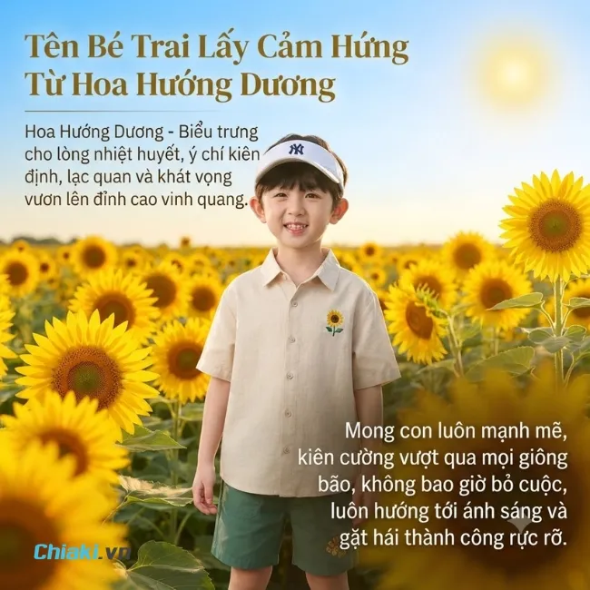 T&ecirc;n con trai lấy cảm hứng từ hoa Hướng Dương mong con rực rỡ, lạc quan, th&agrave;nh c&ocirc;ng