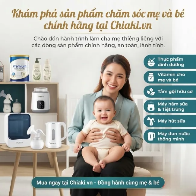 Kh&aacute;m ph&aacute; c&aacute;c sản phẩm chăm s&oacute;c mẹ v&agrave; b&eacute; ch&iacute;nh h&atilde;ng tại Chiaki.vn