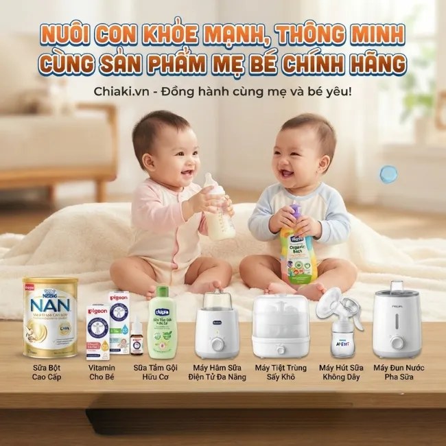 Nu&ocirc;i con khỏe mạnh, th&ocirc;ng minh c&ugrave;ng sản phẩm mẹ b&eacute; ch&iacute;nh h&atilde;ng Chiaki