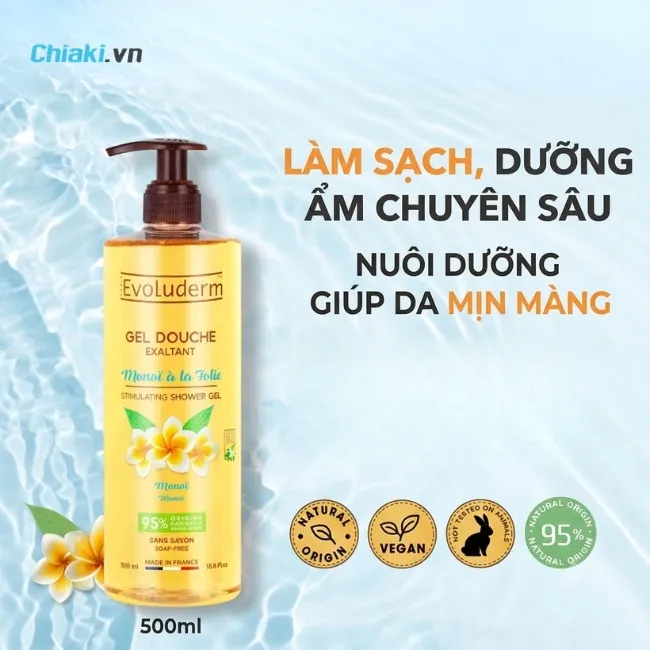 Dầu tắm dưỡng ẩm Evoluderm tinh dầu hạnh nh&acirc;n l&agrave;m mềm c&aacute;c v&ugrave;ng da sần s&ugrave;i nhanh 
