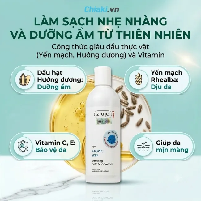 Dầu tắm hướng dương Ziaja Med cho da nhạy cảm t&aacute;i tạo lớp biểu b&igrave;, phục hồi độ săn chắc v&agrave; giữ ẩm s&acirc;u cho l&agrave;n da