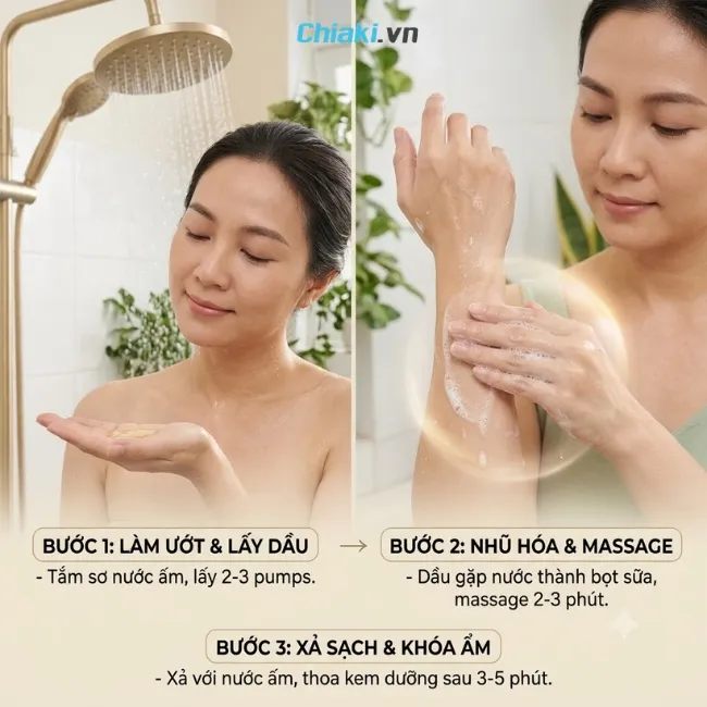 C&aacute;ch d&ugrave;ng dầu tắm đ&uacute;ng chuẩn tại nh&agrave; để đạt hiệu quả tối ưu