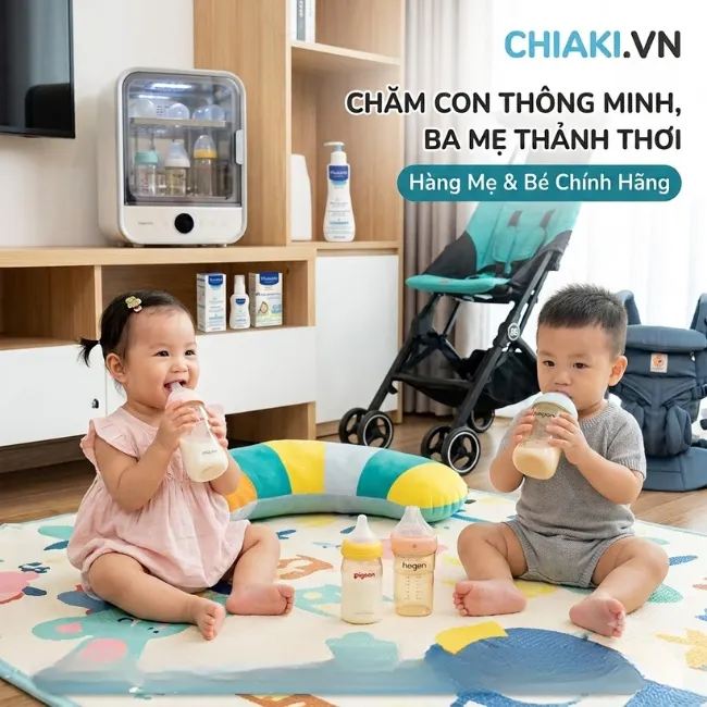 Trang bị đầy đủ tiện &iacute;ch th&ocirc;ng minh cho h&agrave;nh tr&igrave;nh chăm con c&ugrave;ng Chiaki