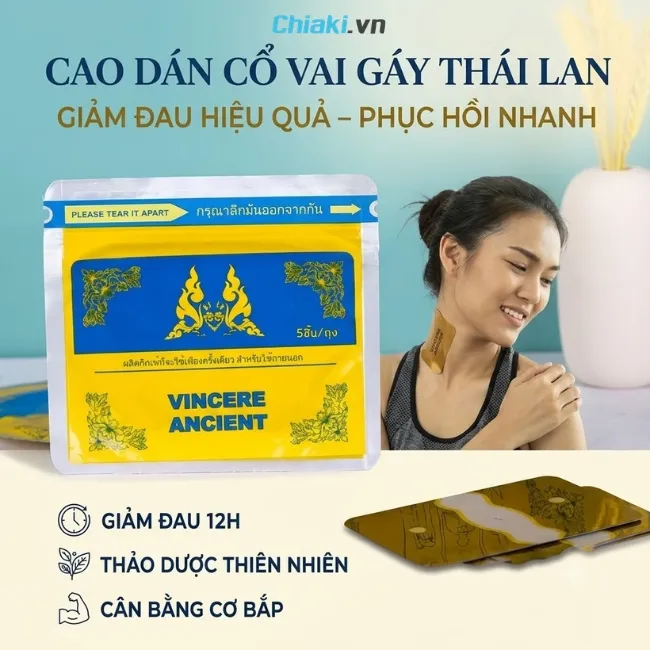 Miếng d&aacute;n giảm đau cổ vai g&aacute;y Vincere Ancient Th&aacute;i Lan