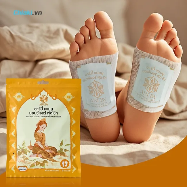 Miếng d&aacute;n g&oacute;t ch&acirc;n thải độc AREBY Th&aacute;i Lan gi&uacute;p b&agrave;n ch&acirc;n lu&ocirc;n ấm &aacute;p, giảm chuột r&uacute;t về đ&ecirc;m