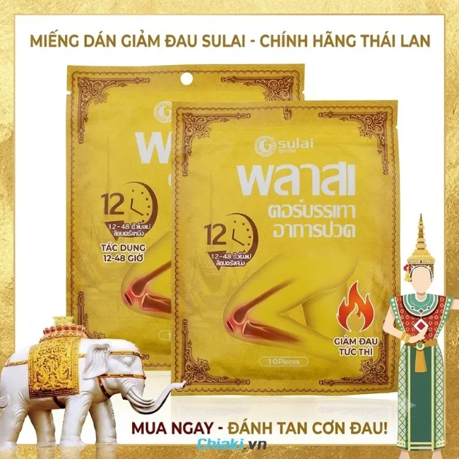 Miếng d&aacute;n đầu gối thảo dược Sulai Wanai Th&aacute;i Lan giảm đau tức th&igrave; cho v&ugrave;ng khớp gối