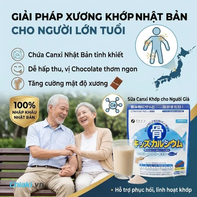 Sữa bột xương khớp Canxi c&aacute; tuyết tốt cho xương khớp người trung ni&ecirc;n của Nhật