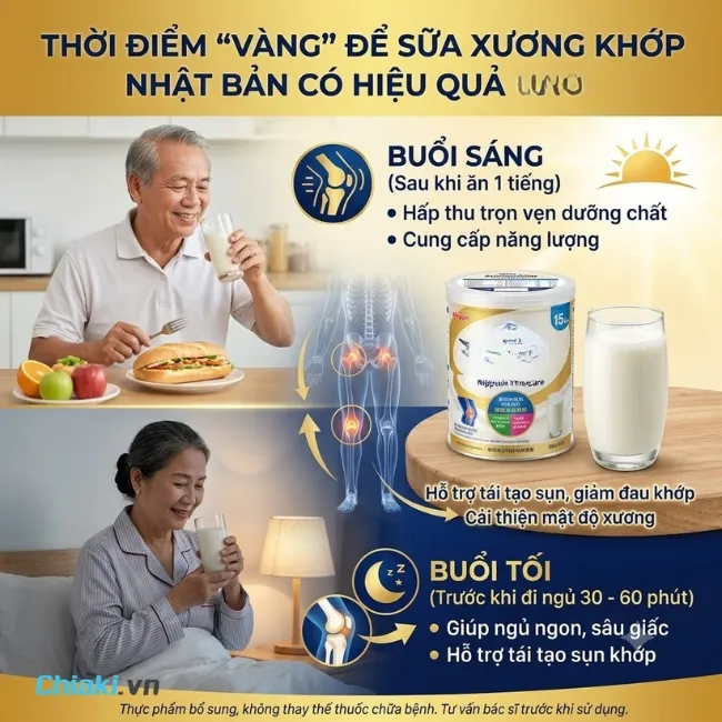 Thời điểm uống sữa xương khớp Nhật ph&aacute;t huy hiệu quả