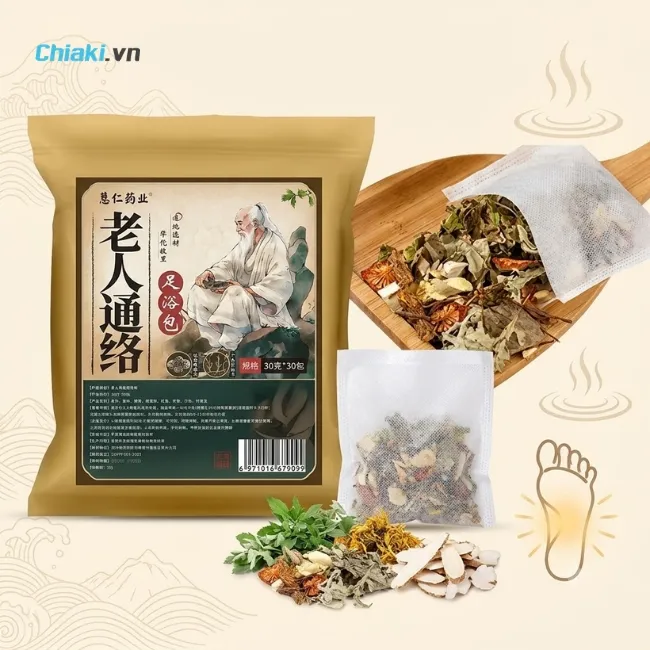G&oacute;i ng&acirc;m ch&acirc;n thảo dược Trung Quốc tuần ho&agrave;n m&aacute;u v&agrave; hỗ trợ an thần, dễ ngủ