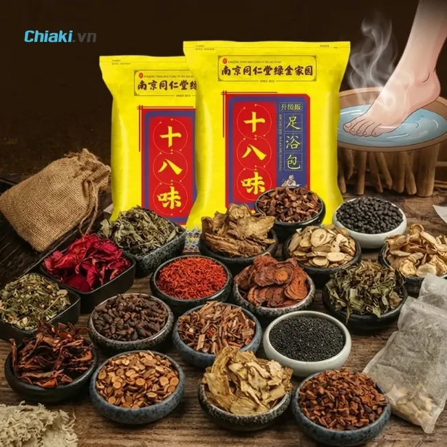 Thuốc ng&acirc;m ch&acirc;n thảo dược 18 vị thảo dược Trung Quốc ải thiện dưỡng sắc, l&agrave;m hồng h&agrave;o da dẻ