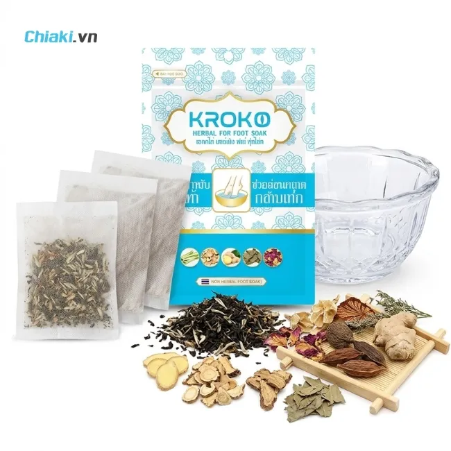 T&uacute;i ng&acirc;m ch&acirc;n thảo dược KROKO Foot Soak Th&aacute;i Lan gi&uacute;p xả stress, giảm căng thẳng thần kinh