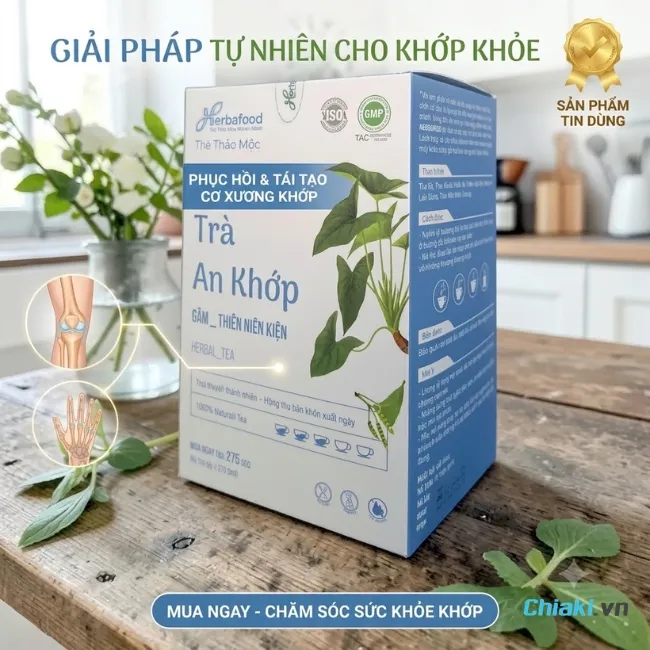 Tr&agrave; bổ xương khớp An Khớp Herbafood giảm đau khớp vừa giảm hiện tượng t&ecirc; b&igrave; ch&acirc;n tay