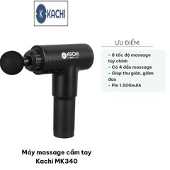 Máy Massage Cầm Tay Kachi MK340 - Thiết Bị Massage Trị Liệu Với 4 Đầu Massage, 6 Tốc Độ Tùy Chỉnh, Giảm Đau, Thư Giãn Cơ Thể
