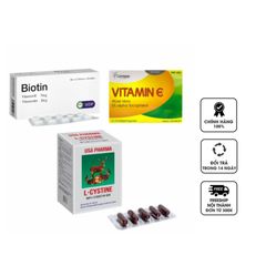 Combo Biotin+ Vitamin E+ L-Cystine hỗ trợ đẹp da, tóc, móng