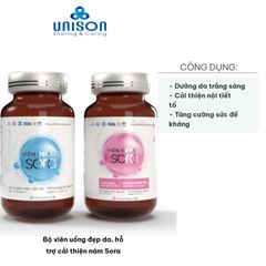 Bộ Viên Uống Đẹp Da Sora - Hỗ Trợ Cải Thiện Nám Da, Dưỡng Trắng Da, Giúp Da Sáng Mịn và Khỏe Mạnh, Thực Phẩm Bảo Vệ Sức Khỏe