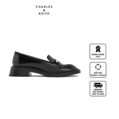 Giày Charles & Keith Metallic Penny Tab Loafers CK1-70580206 Black